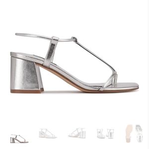 Nine West Gardeen 3 Block Heel Sandal Size 12 Silver New NIB